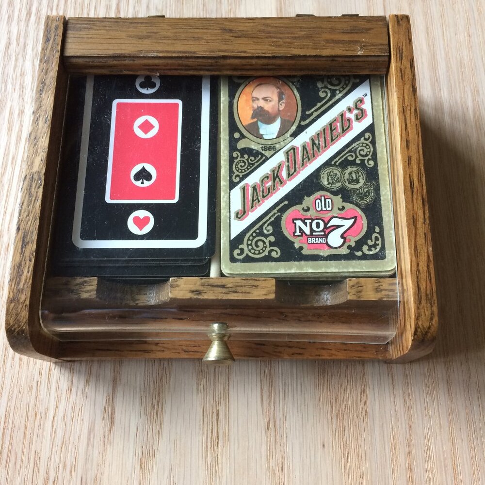 Wood Box For Playing cards with decks of cards